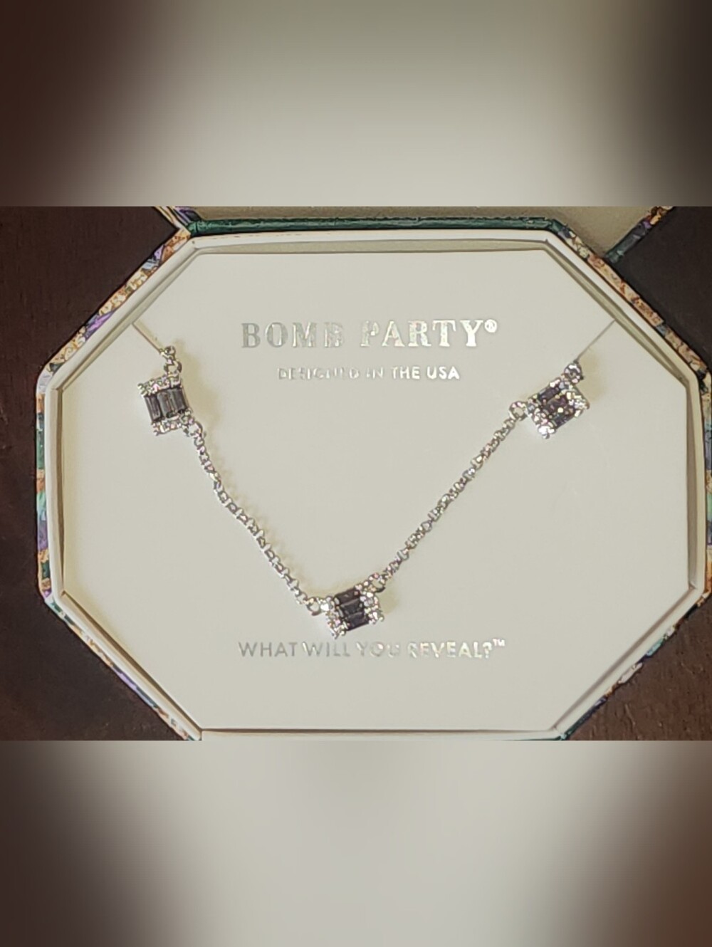 Bombparty "Romance Me" Necklace  18" with extender Rhodium Plating
